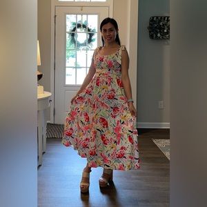 NWT- Self Tie Shoulder Strap Italian Silk Dress